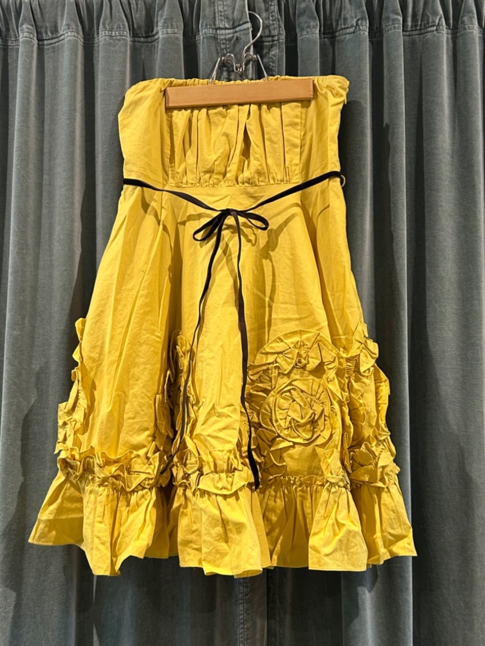 Ryu Strapless Yellow Ruffle Hem Sundress size Large - Picture 3 of 7